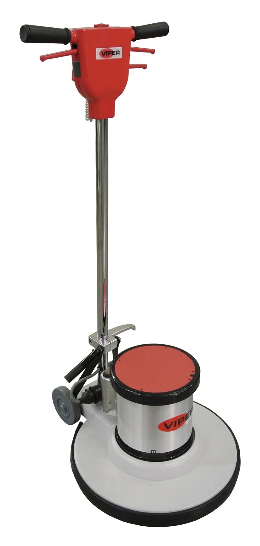 Viper Venom VN20DS dual-speed 20 in floor machine with red handle and stainless motor housing on a white background