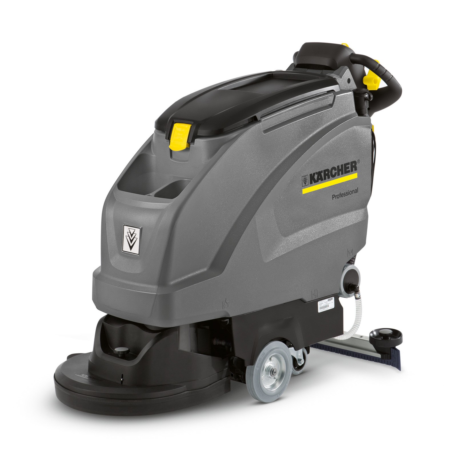 Kärcher B 40 W Bp walk-behind floor scrubber with D 51 disc scrub deck, gray body with yellow controls