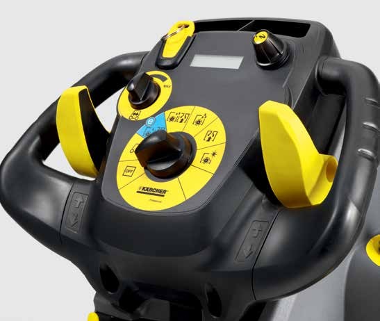Kärcher B 40 control panel with the program dial and yellow handle grips
