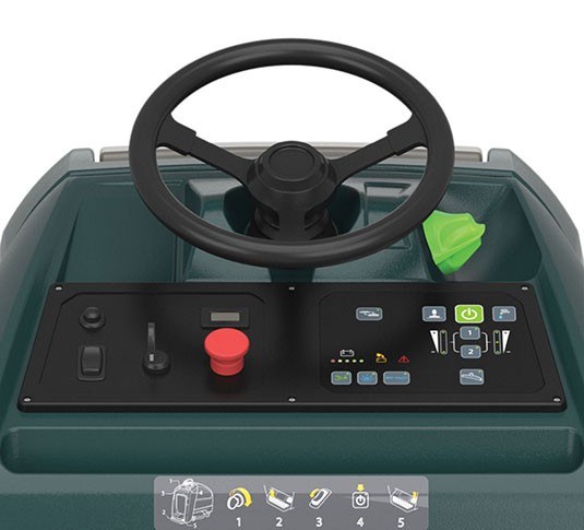 Nobles Speed Scrub 350 Pro-Membrane control panel and steering wheel