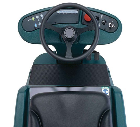 Nobles Strive Rider control panel and steering wheel seen from the operator seat