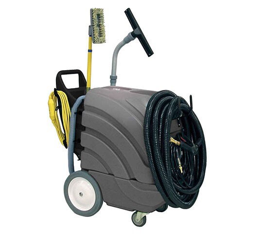 Tennant ASC-15 All-Surface Cleaner cart with the hoses, wand and tools stowed