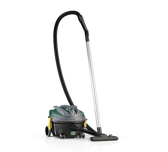 Nobles Denali-12 canister vacuum with hose, chrome wand and floor tool attached