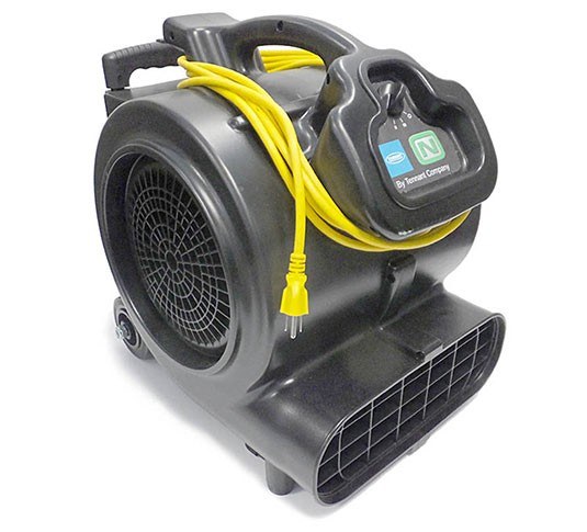 Tennant three-speed blower air mover with yellow power cord wrapped on the housing