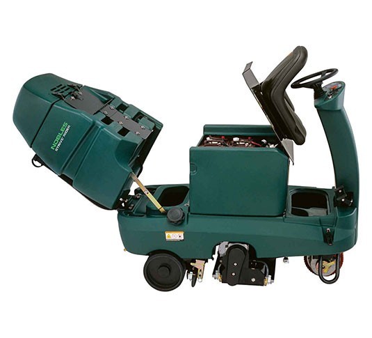 Nobles Strive Rider with the recovery tank and seat tilted open for service access
