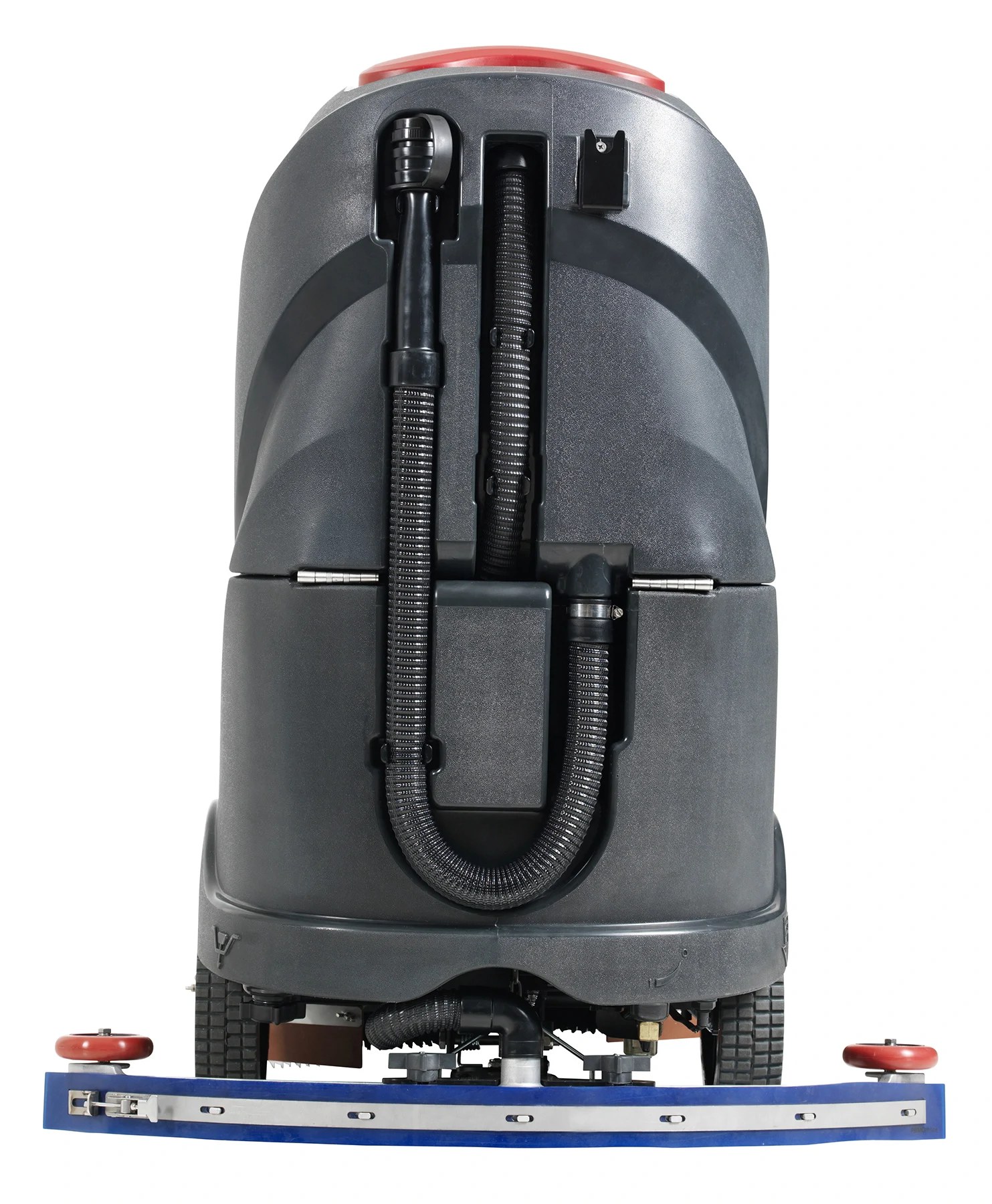 Viper AS710R from the rear, showing the recovery tank, drain and vacuum hoses and rear squeegee