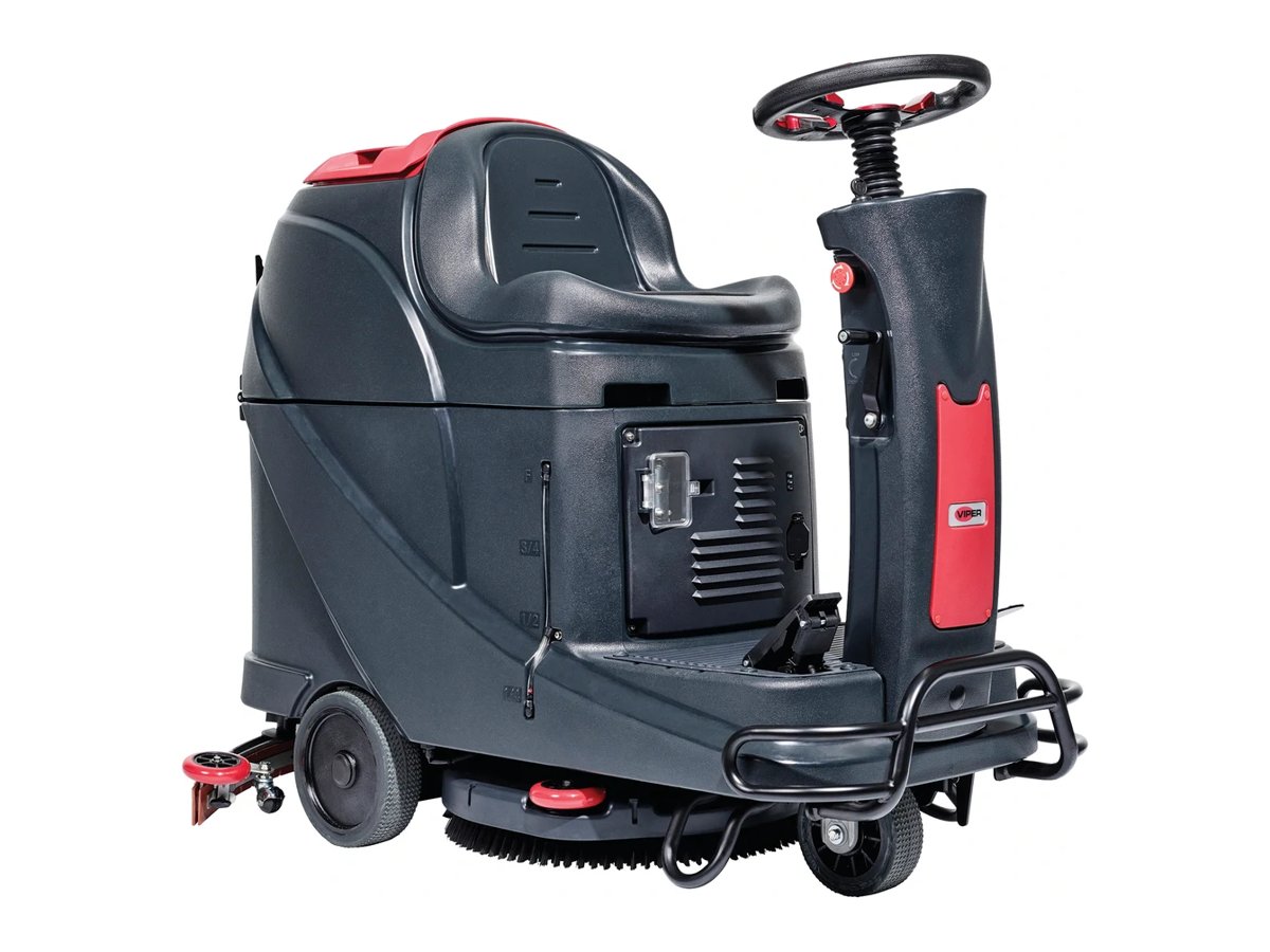 Viper AS530R mini ride-on floor scrubber, front right view