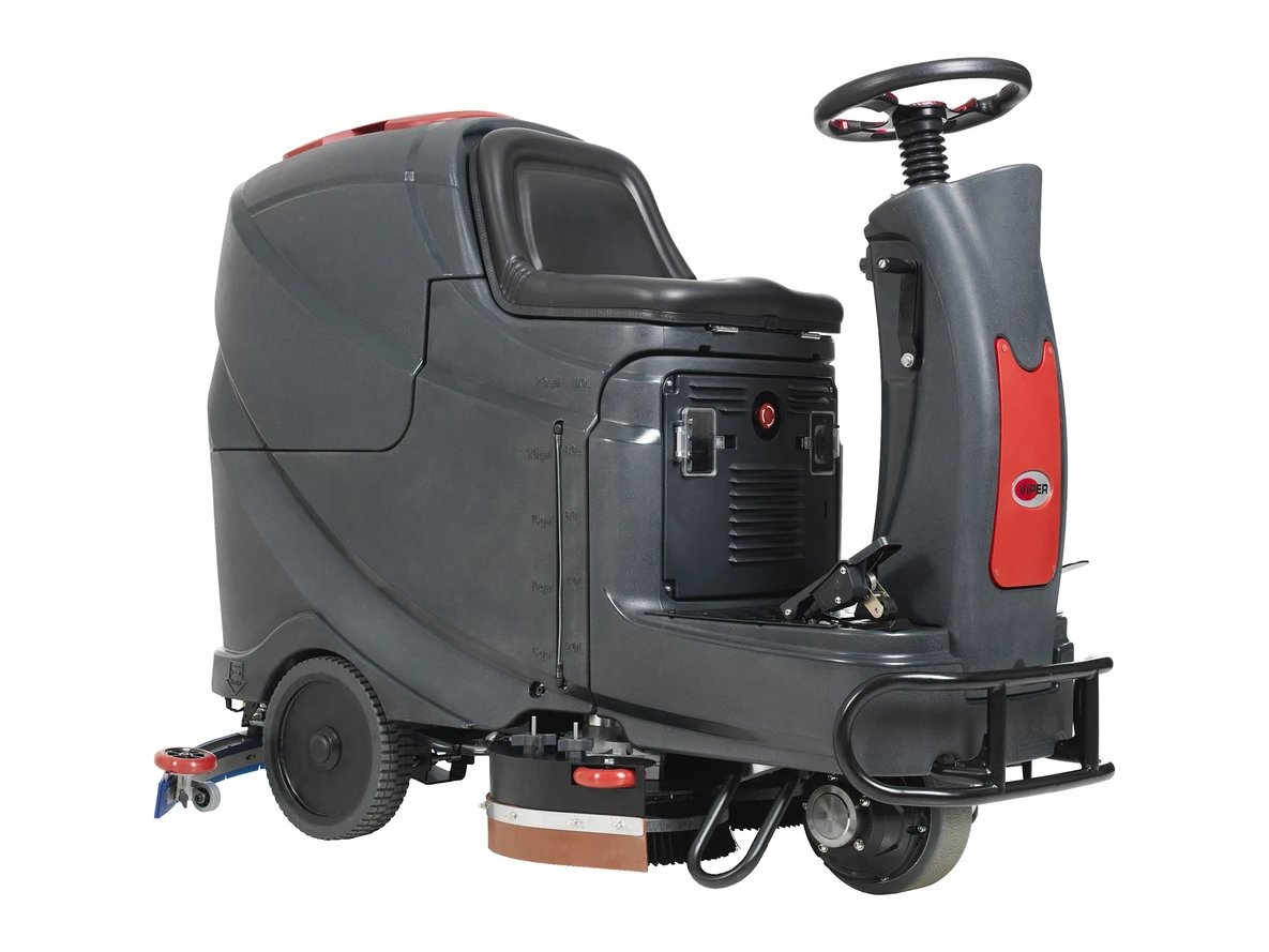 Viper AS710R 28-inch ride-on floor scrubber, front right view