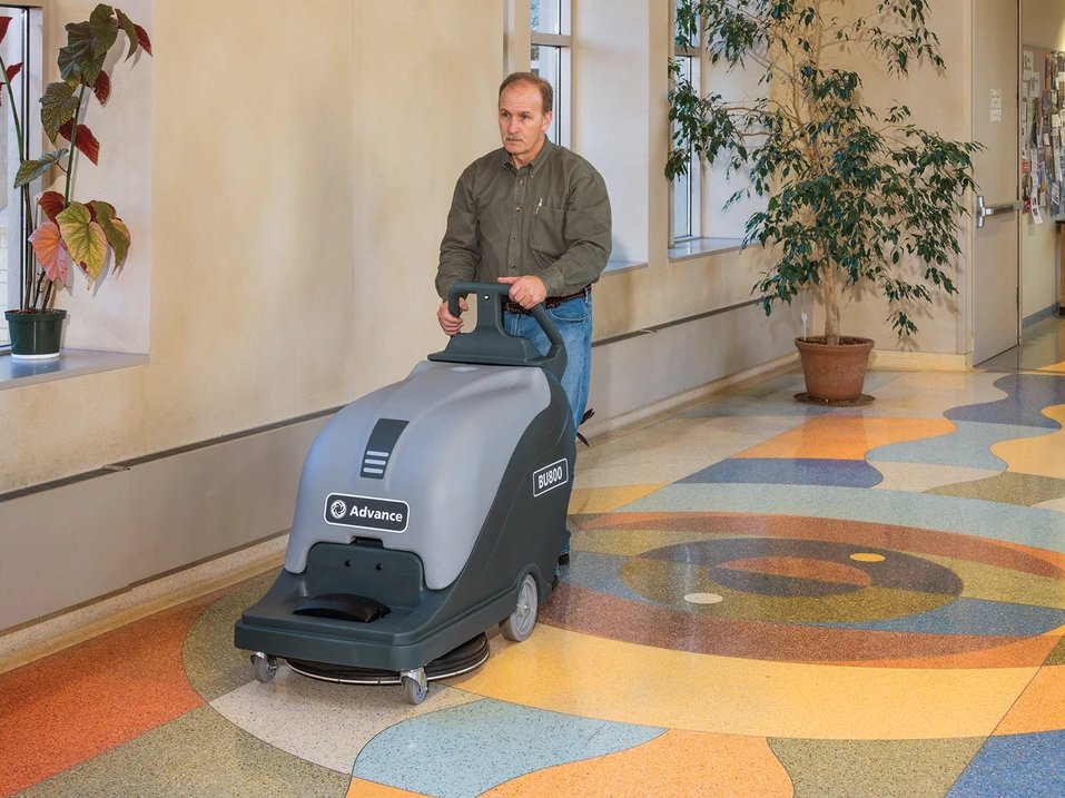 Advance BU800 burnishing a terrazzo floor