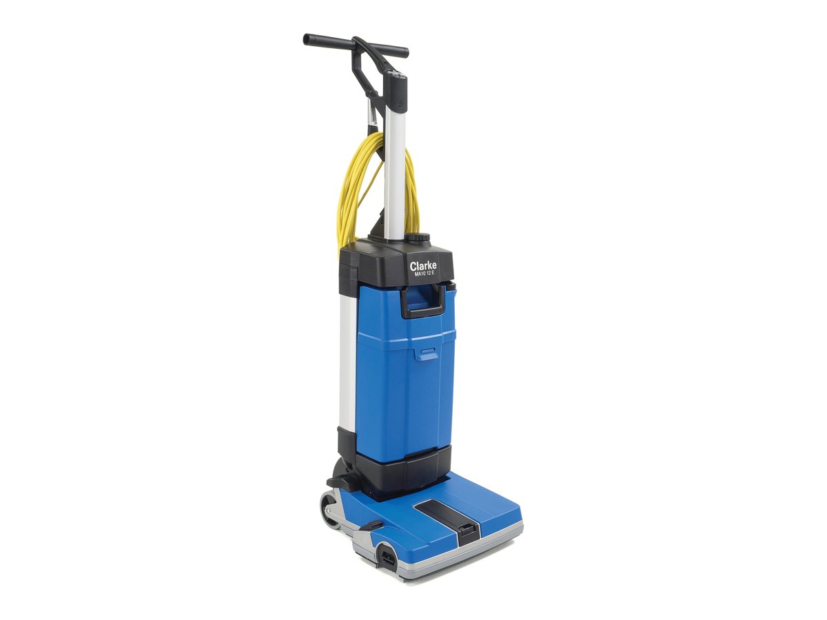 Clarke MA10 12E corded upright floor scrubber, front right view