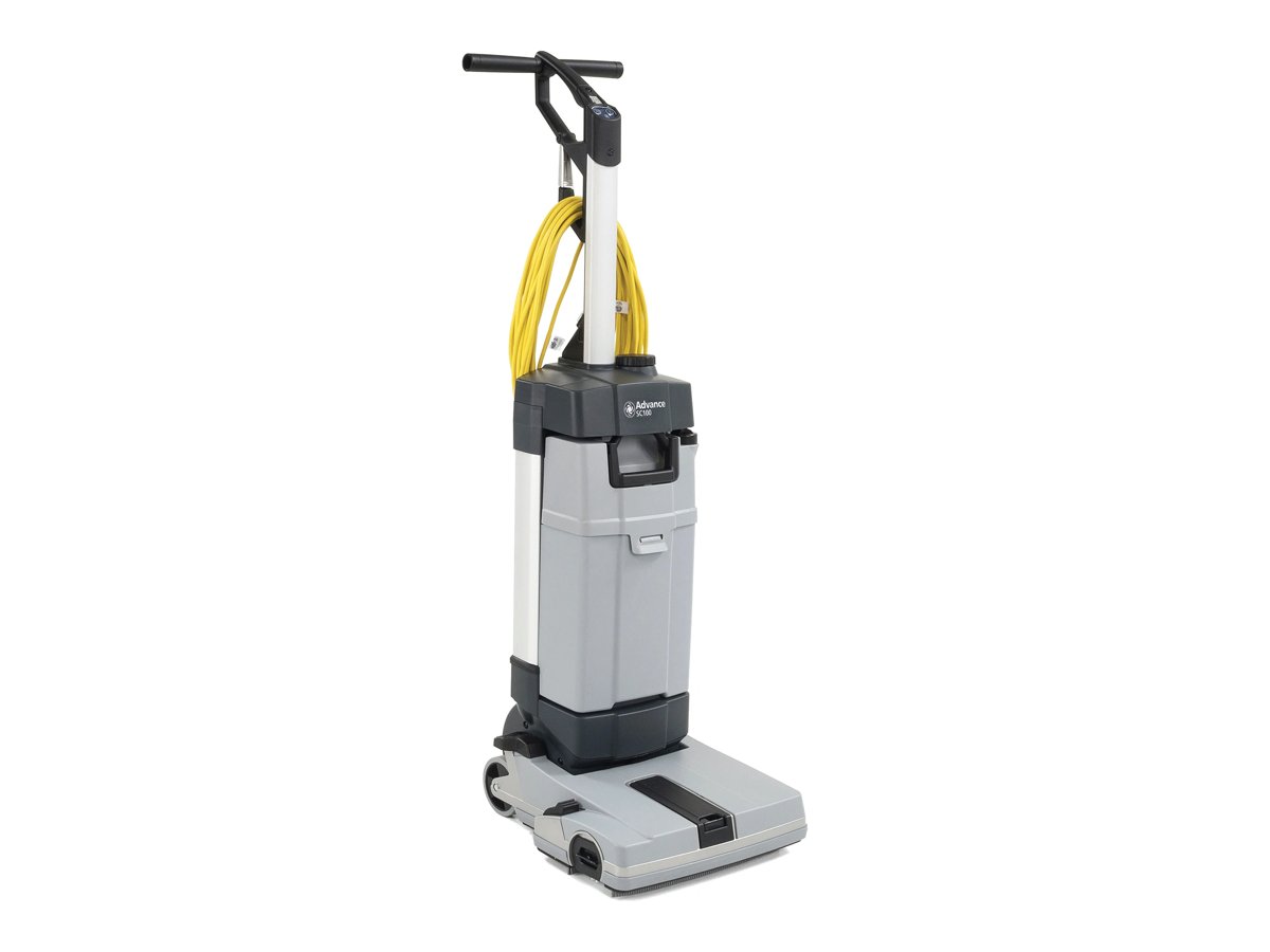 Advance SC100 corded upright floor scrubber, front right view
