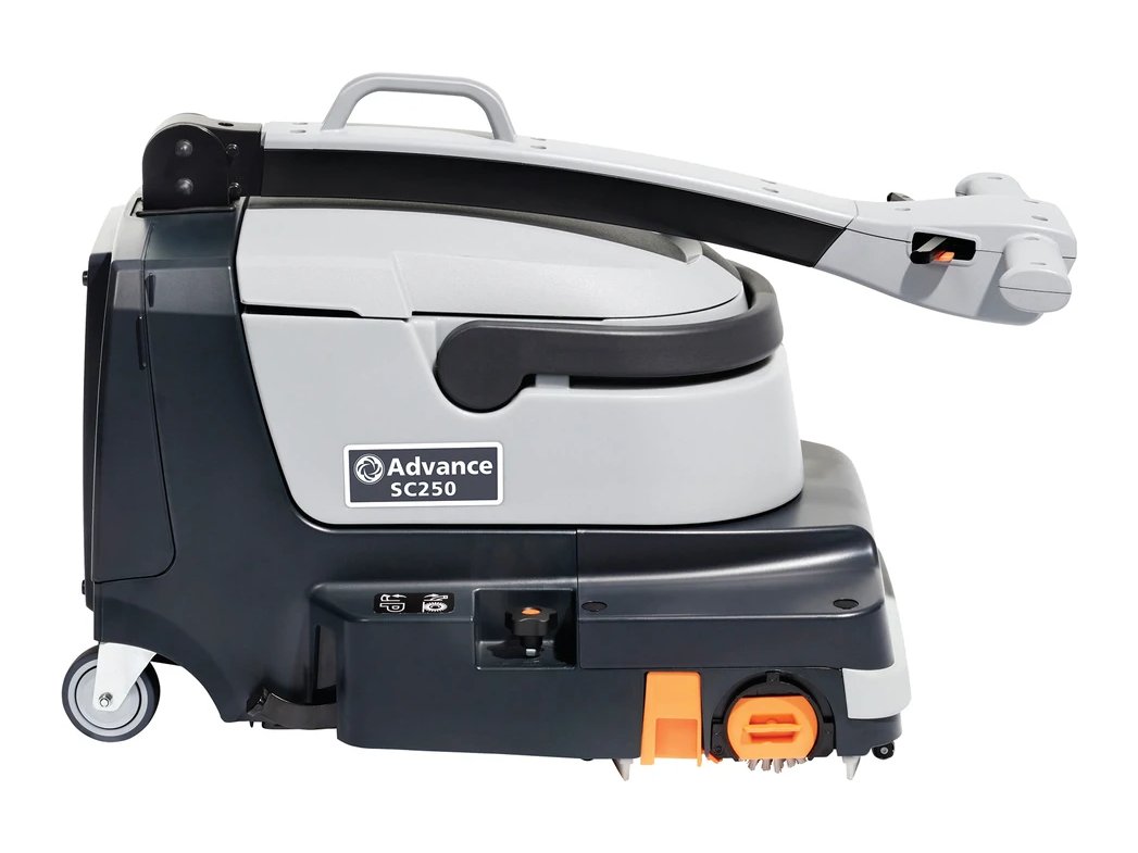 Advance SC250 with handle folded over the body for storage
