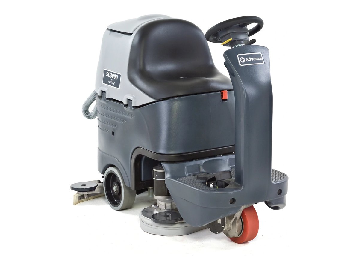 Advance SC3000 compact rider floor scrubber, front right view
