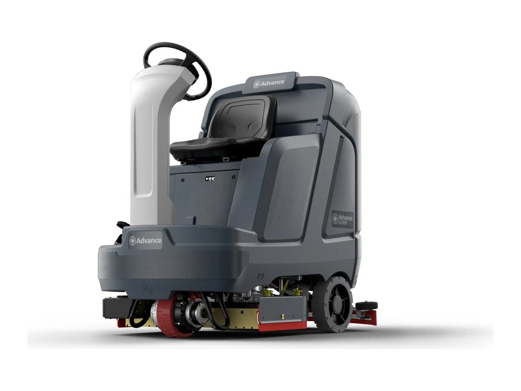 Advance SC5000 ride-on scrubber with cylindrical brush deck