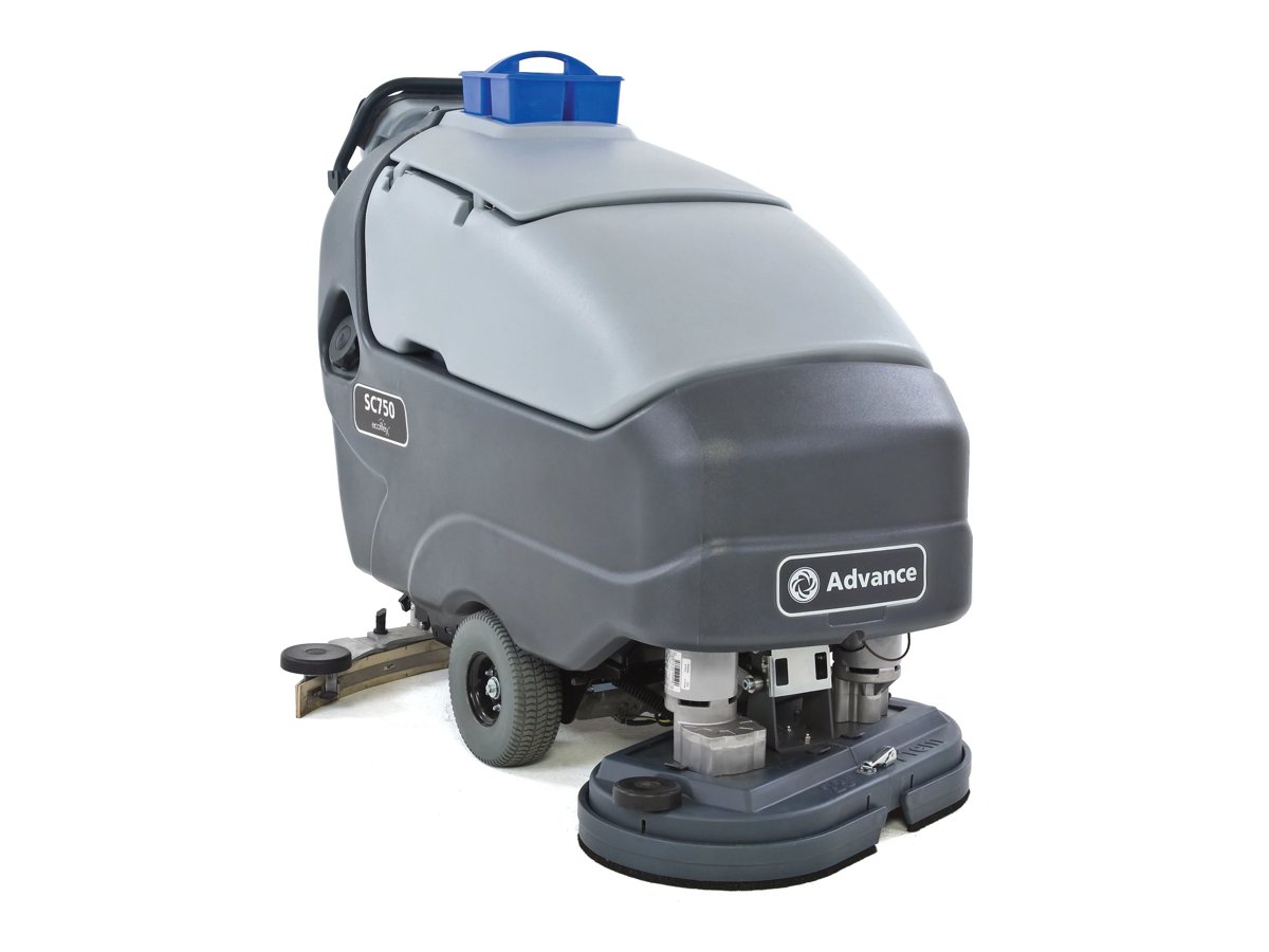 Advance SC750 disc walk-behind scrubber with EcoFlex bottle, right side view