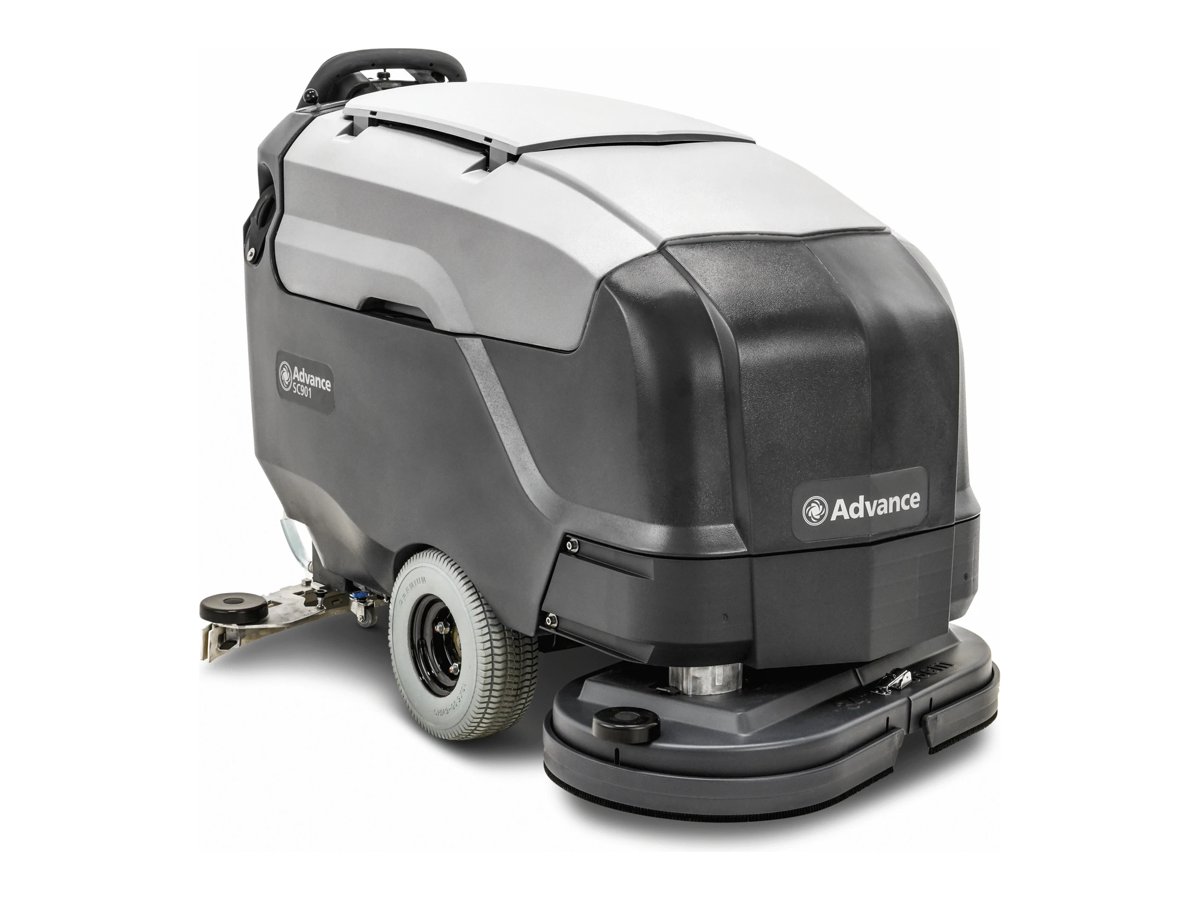 Advance SC901 disc walk-behind floor scrubber, right side view