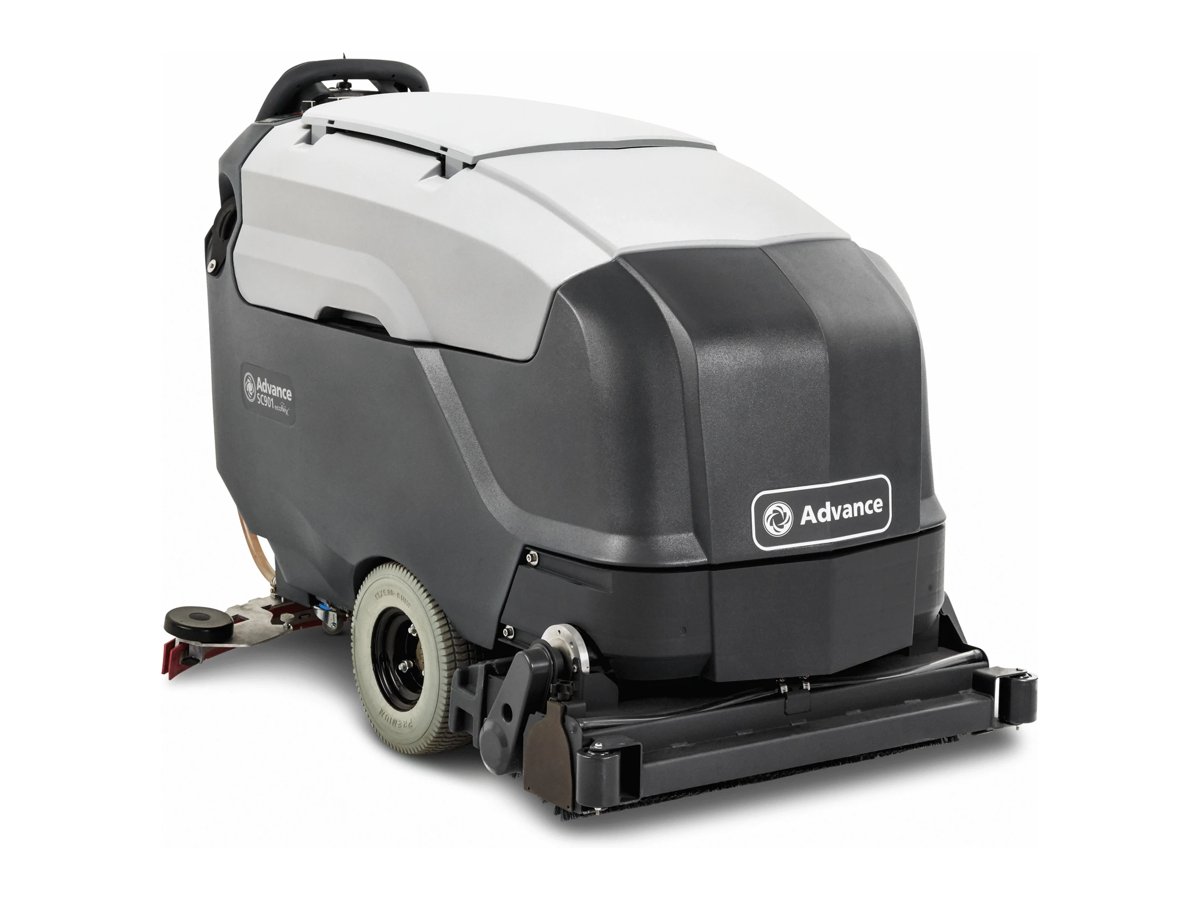 Advance SC901 cylindrical walk-behind floor scrubber, right side view