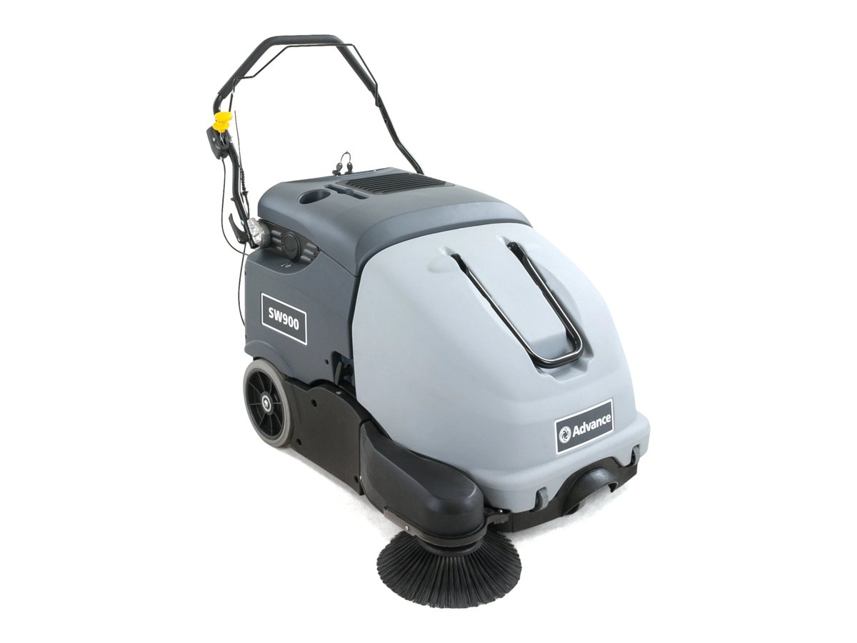 Advance SW900 walk-behind battery sweeper with single side broom, right side view