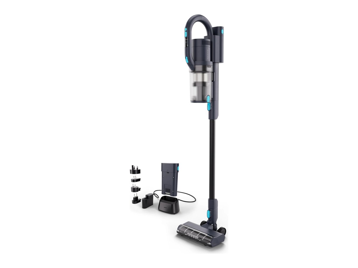 Nilfisk VU200 stick vacuum with spare battery, charging station and accessories