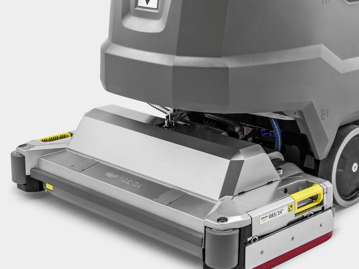 Close-up of the die-cast aluminum cylindrical scrub deck on the Kärcher BR 85/100 W Bp Classic