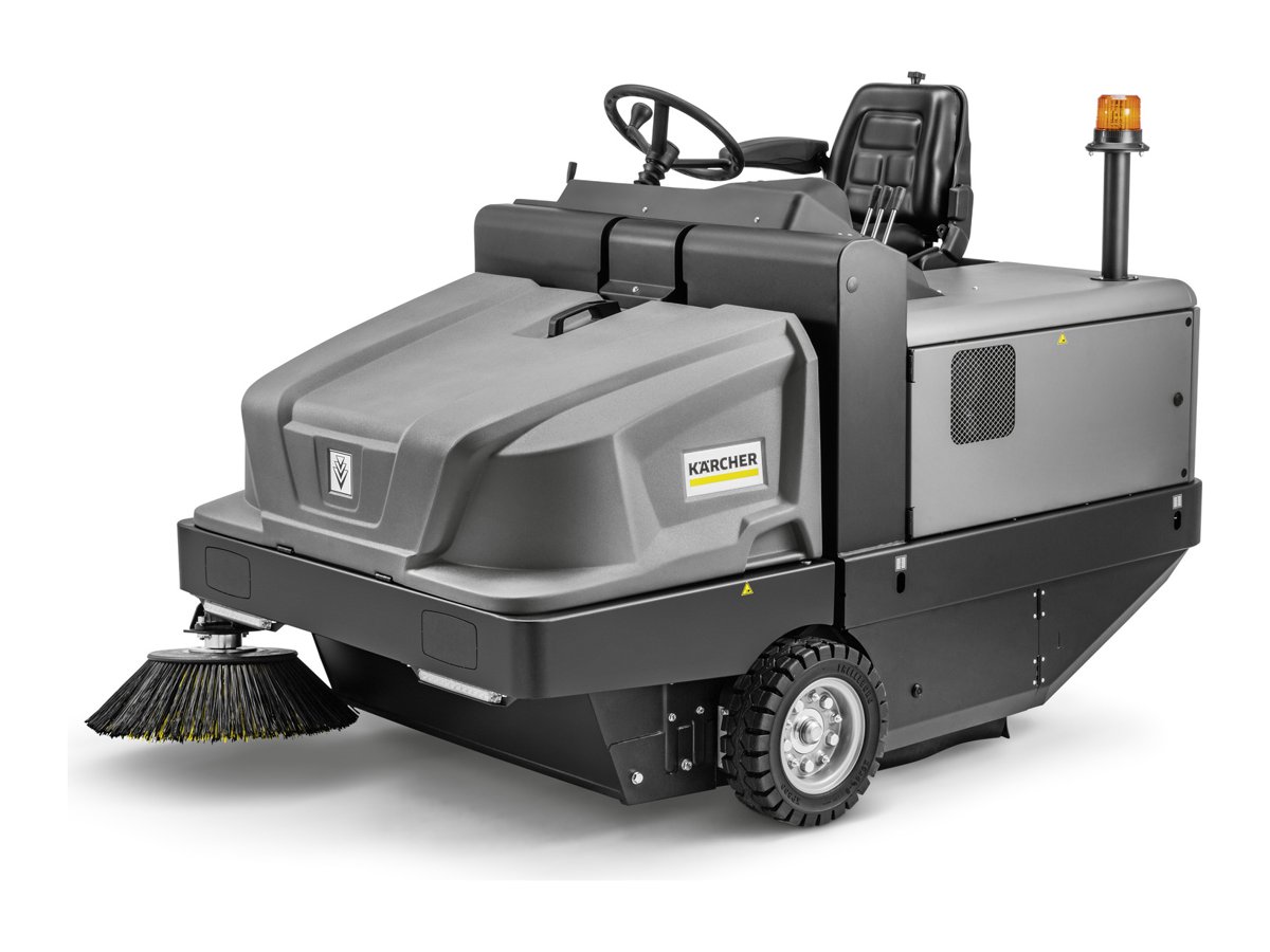 Kärcher KM 130/300 R Bp industrial ride-on vacuum sweeper with side brush and beacon