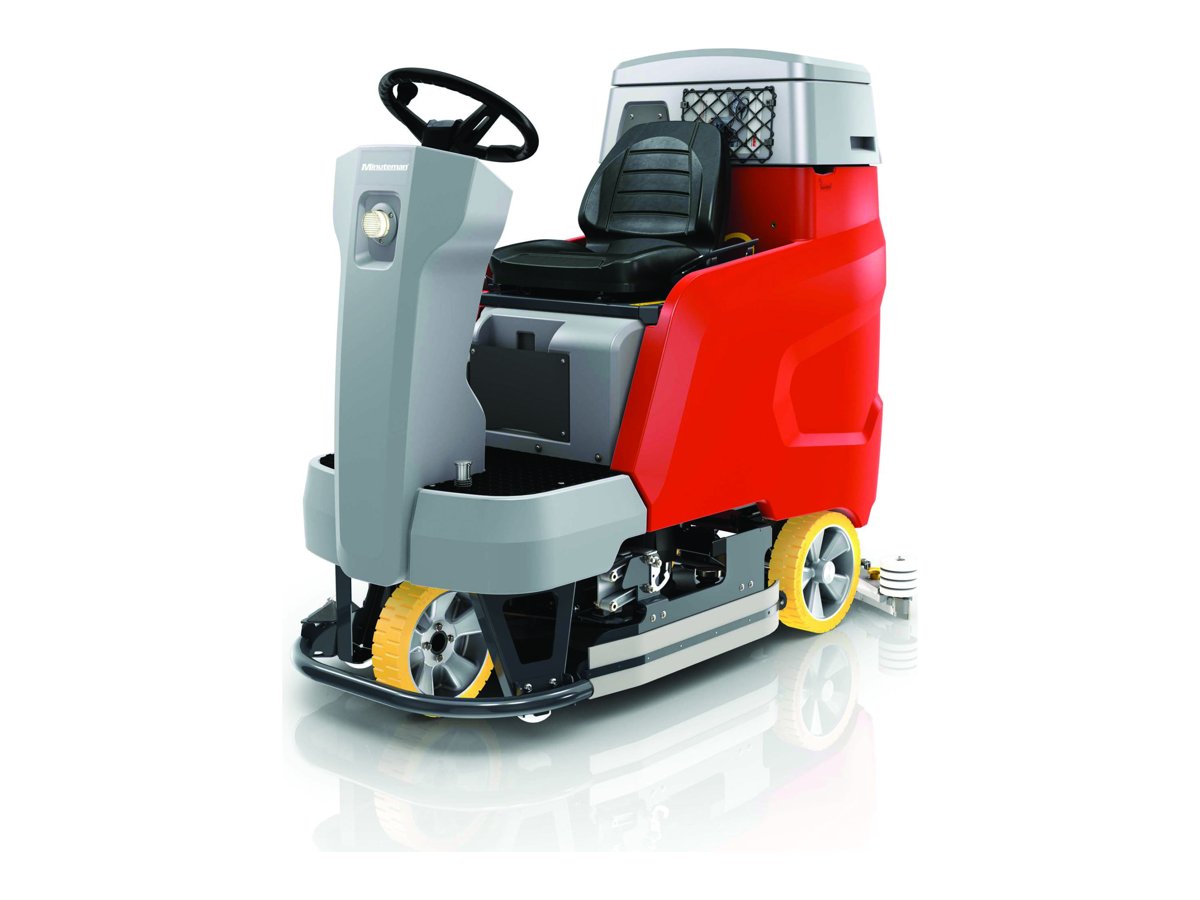 Minuteman Scrubmaster B120 R ride-on floor scrubber, left side view