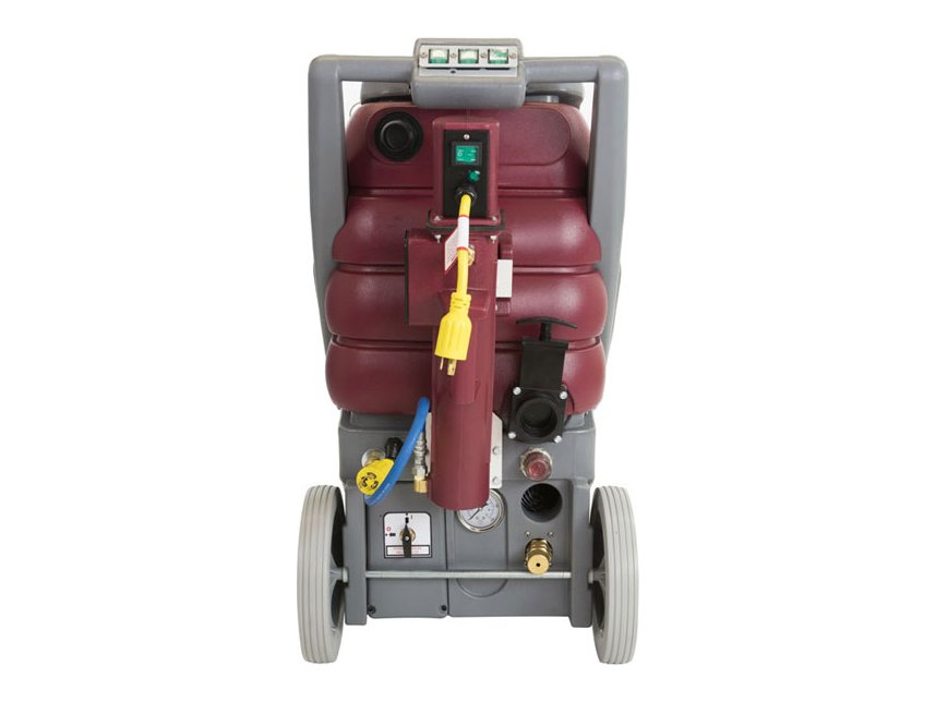 Rear view of a Minuteman Rush extractor showing the heater and hose connections