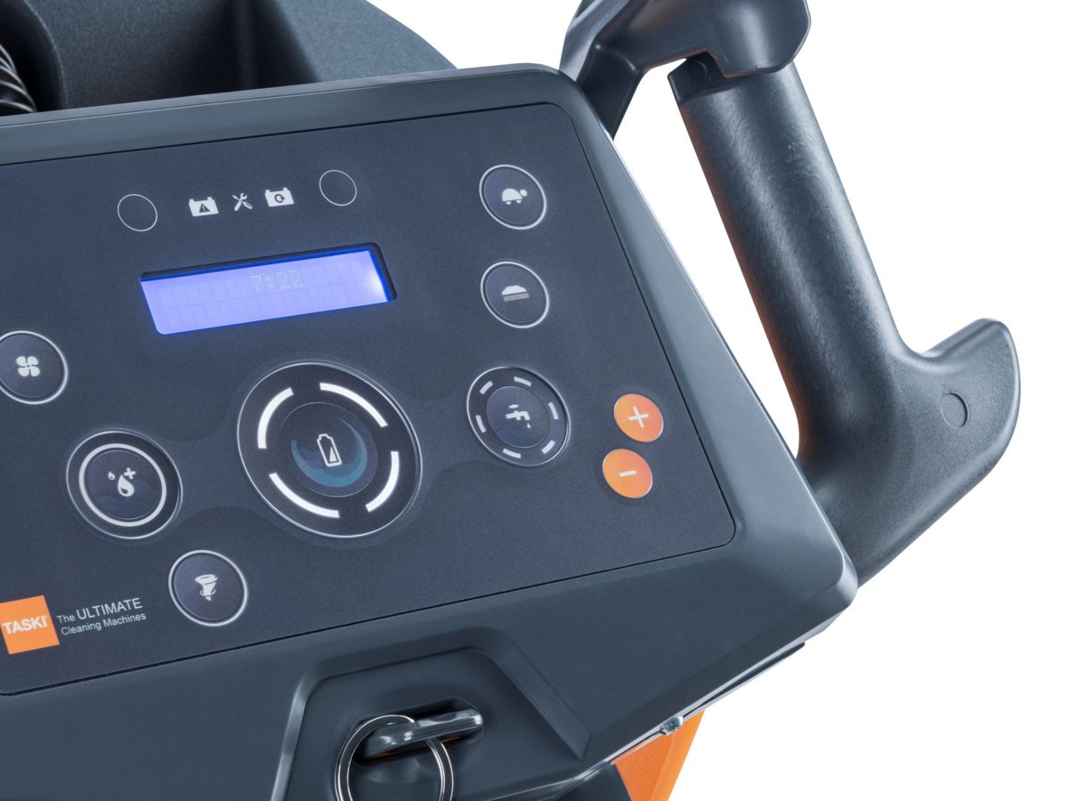 TASKI ULTIMAXX 1900 operator dashboard, handle and IntelliKey NFC key