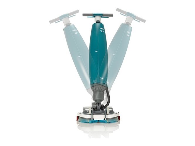 Tennant i-mop Lite shown pivoting side to side to steer around obstacles