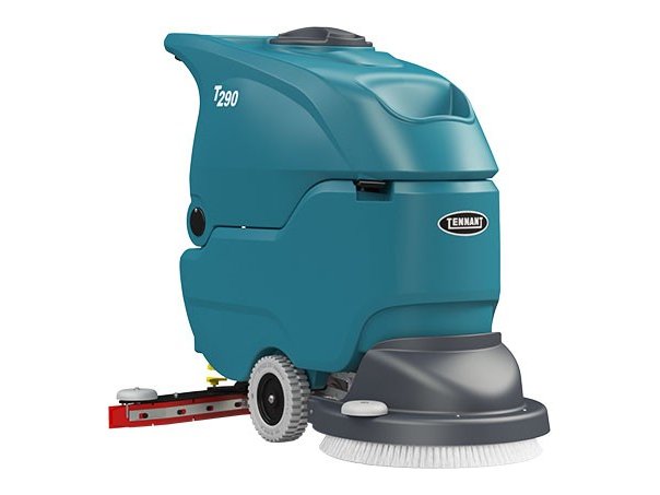 Tennant T290 walk-behind floor scrubber, front right view with 20 in disk deck