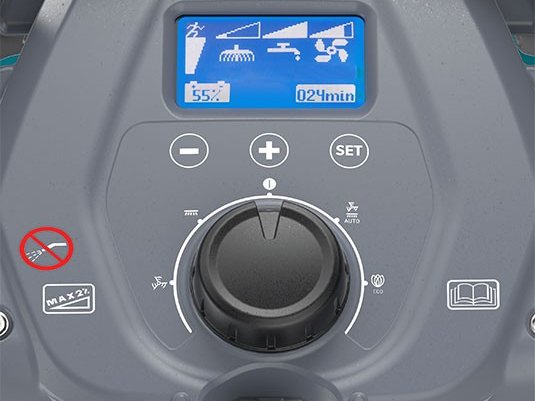 Tennant T391 control panel with LCD display, mode buttons and selector dial