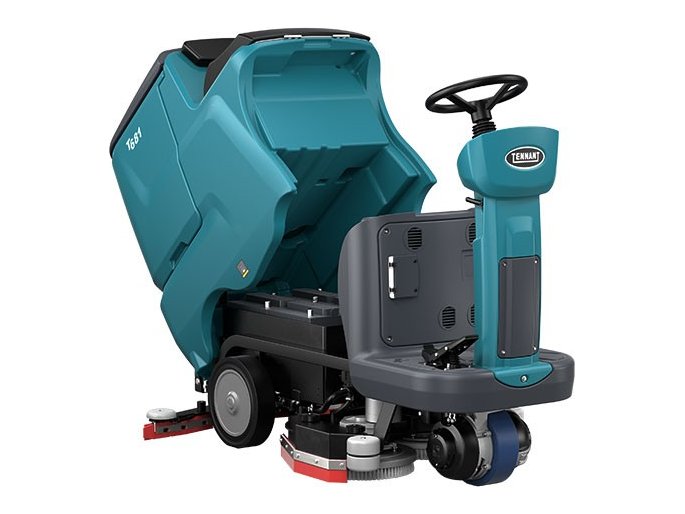 Tennant T681 with the recovery tank raised for service access