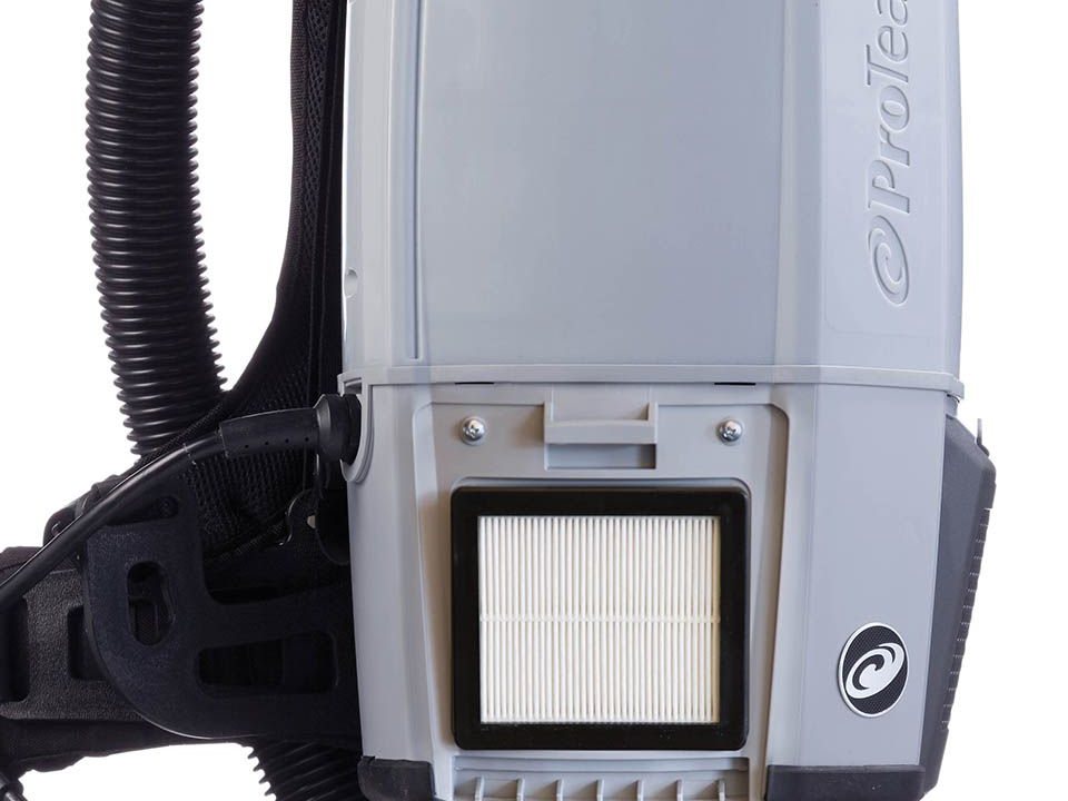 ProTeam Super Coach Pro 6 post-motor exhaust filter made from HEPA media