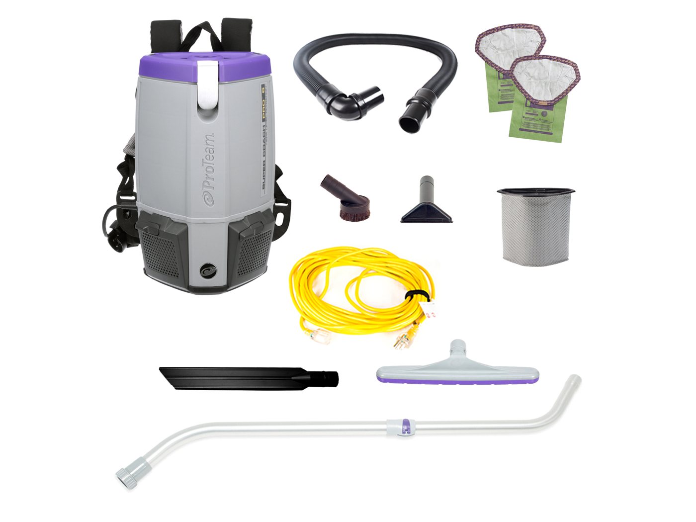 ProTeam Super Coach Pro 6 with Xover telescoping wand kit tools